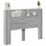 vidaXL Čelo postele so stroboskopom Sivá Sonoma 140 x 16,5 x 103,5 cm – Obrázok 3