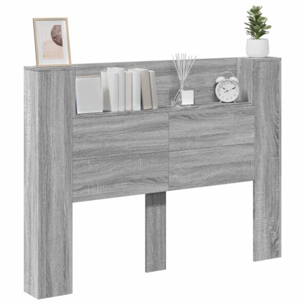 vidaXL Čelo postele so stroboskopom Sivá Sonoma 140 x 16,5 x 103,5 cm – Obrázok 3