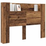 vidaXL Čelo postele so stroboskopom Staré drevo 140 x 16,5 x 103,5 cm – Obrázok 3