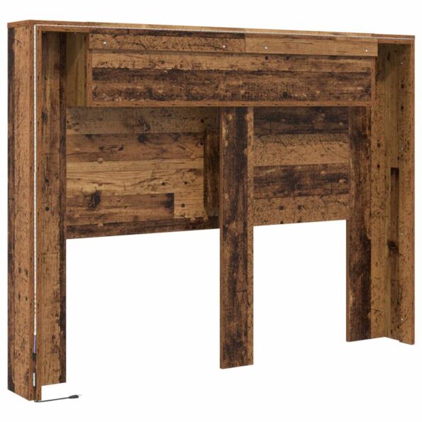 vidaXL Čelo postele so stroboskopom Staré drevo 140 x 16,5 x 103,5 cm – Obrázok 7