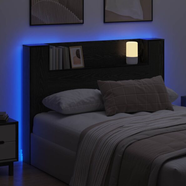 vidaXL Čelo postele so stroboskopom Čierny dub 140 x 16,5 x 103,5 cm – Obrázok 4