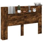 vidaXL Čelo postele so stroboskopom Dymová dub 160 x 16,5 x 103,5 cm – Obrázok 3