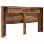 vidaXL Čelo postele so stroboskopom Staré drevo 180 x 16,5 x 103,5 cm – Obrázok 7