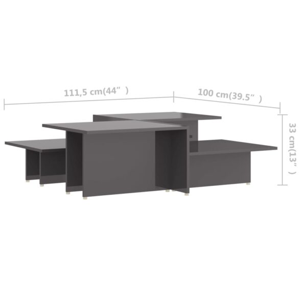 vidaXL Konferenčné stolíky 2 ks, lesklé sivé 111,5x50x33 cm – Obrázok 6