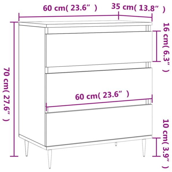 vidaXL Komoda dymový dub 60x35x70 cm spracované drevo – Obrázok 11