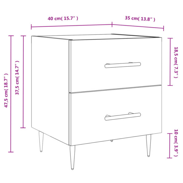 vidaXL Nočný stolík dymový dub 40x35x47,5 cm kompozitné drevo – Obrázok 12