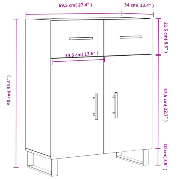vidaXL Komoda dub sonoma 69,5x34x90 cm kompozitné drevo – Obrázok 13