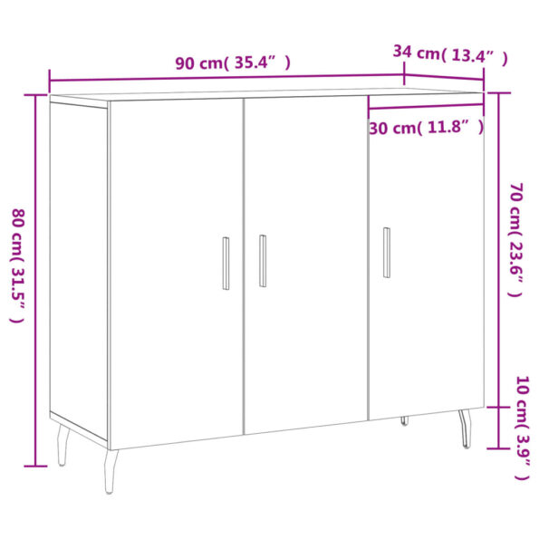 vidaXL Komoda dub sonoma 90x34x80 cm kompozitné drevo – Obrázok 13