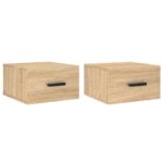 vidaXL Nástenné nočné stolíky 2 ks dub sonoma 35x35x20 cm – Obrázok 2