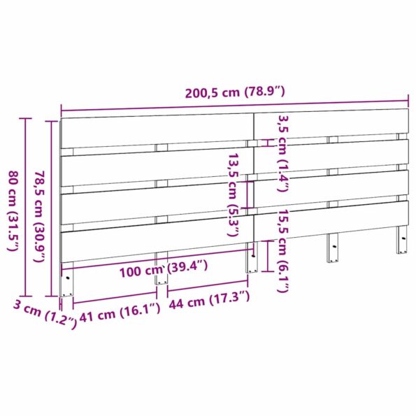 vidaXL Zadné čelo Voskovo hnedá 200.5 x 3 x 80 cm Borovicový masív – Obrázok 9