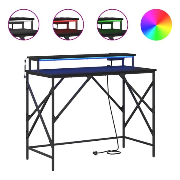 vidaXL Stôl s poličkou Čierny dub 100 x 50 x 86,5 cm Kompozitné drevo – Obrázok 4