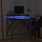 vidaXL Stôl s poličkou Čierny dub 100 x 50 x 86,5 cm Kompozitné drevo – Obrázok 5