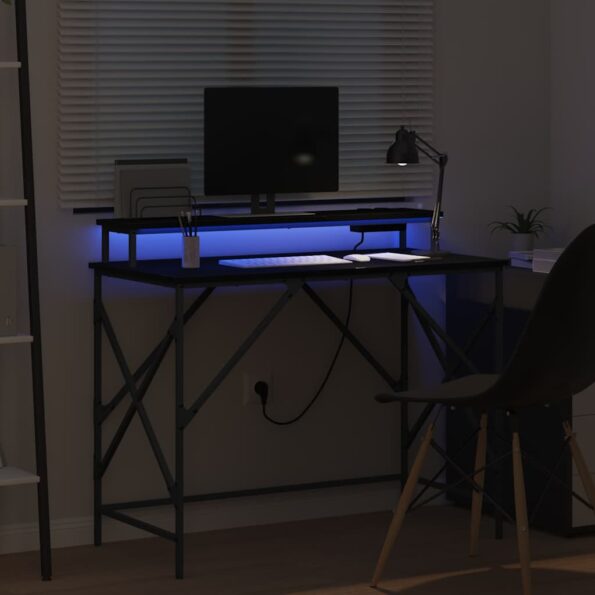 vidaXL Stôl s poličkou Čierny dub 100 x 50 x 86,5 cm Kompozitné drevo – Obrázok 5