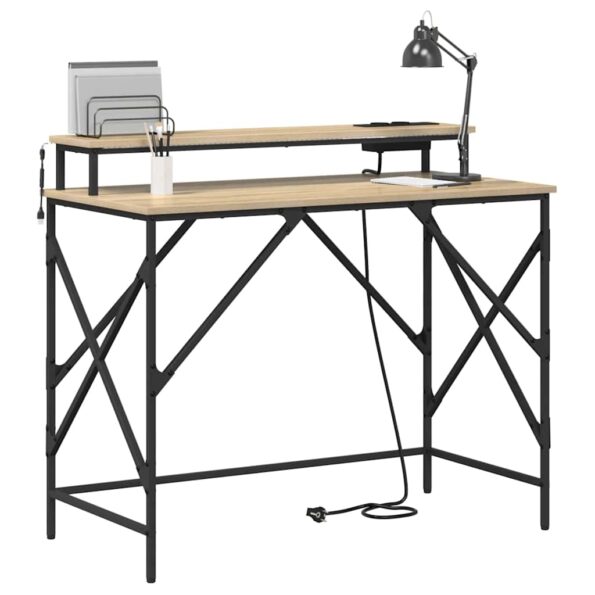 vidaXL Stôl s poličkou Sonoma dub 100 x 50 x 86,5 cm Kompozitné drevo – Obrázok 3