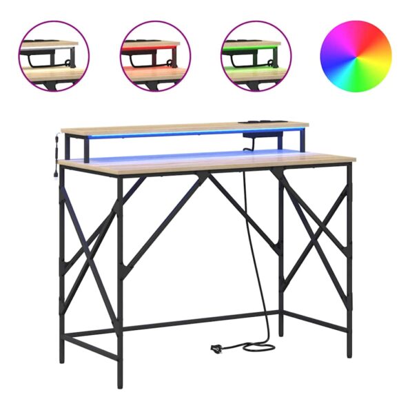vidaXL Stôl s poličkou Sonoma dub 100 x 50 x 86,5 cm Kompozitné drevo – Obrázok 4