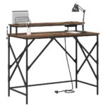 vidaXL Stôl Tmavý dub 100 x 50 x 86.5 cm Kompozitné drevo – Obrázok 3