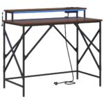 vidaXL Stôl s poličkou Hnedý dub 100 x 50 x 86,5 cm Kompozitné drevo – Obrázok 2