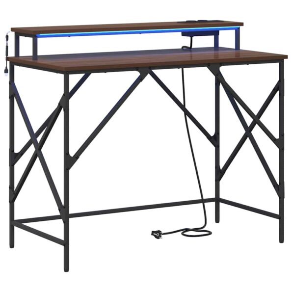 vidaXL Stôl s poličkou Hnedý dub 100 x 50 x 86,5 cm Kompozitné drevo – Obrázok 2