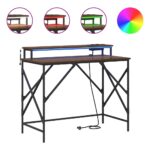 vidaXL Stôl s poličkou Hnedý dub 100 x 50 x 86,5 cm Kompozitné drevo – Obrázok 4