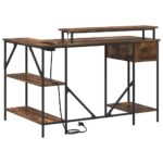 vidaXL Stôl so zásuvkou Dymová dub 120 x 79 x 86,5 cm Kompozitné drevo – Obrázok 10
