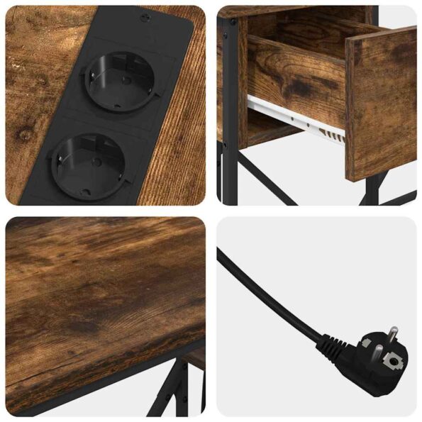 vidaXL Stôl so zásuvkou Dymová dub 120 x 79 x 86,5 cm Kompozitné drevo – Obrázok 11