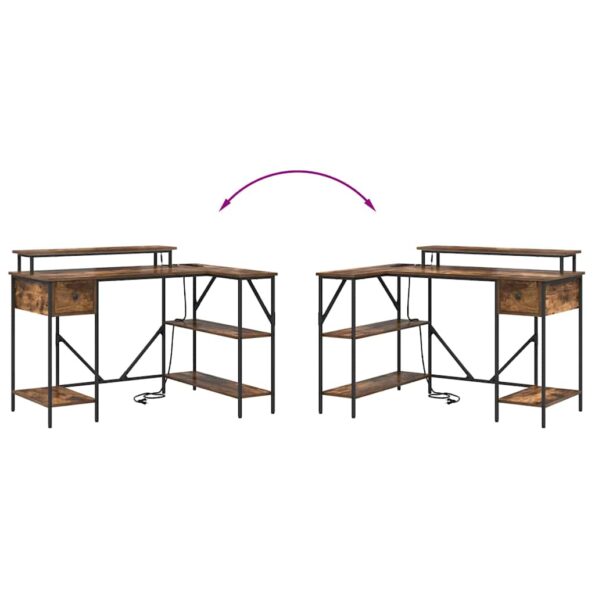 vidaXL Stôl so zásuvkou Dymová dub 120 x 79 x 86,5 cm Kompozitné drevo – Obrázok 13