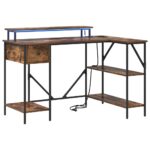 vidaXL Stôl so zásuvkou Dymová dub 120 x 79 x 86,5 cm Kompozitné drevo – Obrázok 2