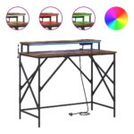 vidaXL Stôl so zásuvkou Dymová dub 120 x 79 x 86,5 cm Kompozitné drevo – Obrázok 4