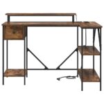 vidaXL Stôl so zásuvkou Dymová dub 120 x 79 x 86,5 cm Kompozitné drevo – Obrázok 8