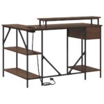 vidaXL Stôl so zásuvkou Hnedý dub 120 x 79 x 86,5 cm Kompozitné drevo – Obrázok 10