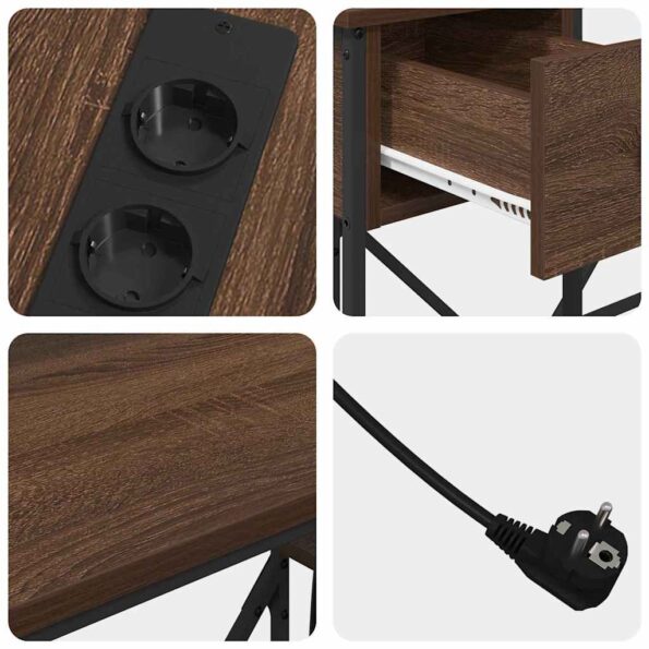 vidaXL Stôl so zásuvkou Hnedý dub 120 x 79 x 86,5 cm Kompozitné drevo – Obrázok 11