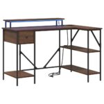 vidaXL Stôl so zásuvkou Hnedý dub 120 x 79 x 86,5 cm Kompozitné drevo – Obrázok 2