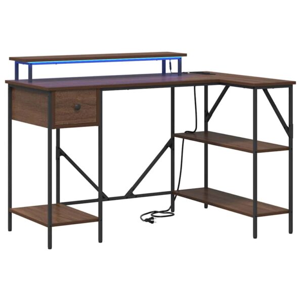 vidaXL Stôl so zásuvkou Hnedý dub 120 x 79 x 86,5 cm Kompozitné drevo – Obrázok 2
