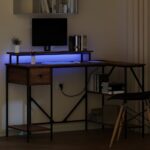vidaXL Stôl so zásuvkou Hnedý dub 120 x 79 x 86,5 cm Kompozitné drevo – Obrázok 5
