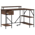 vidaXL Stôl so zásuvkou Hnedý dub 120 x 79 x 86,5 cm Kompozitné drevo – Obrázok 7
