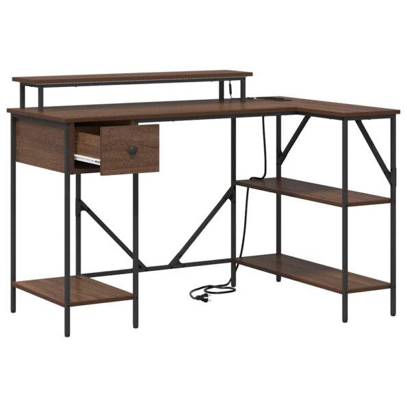 vidaXL Stôl so zásuvkou Hnedý dub 120 x 79 x 86,5 cm Kompozitné drevo – Obrázok 7