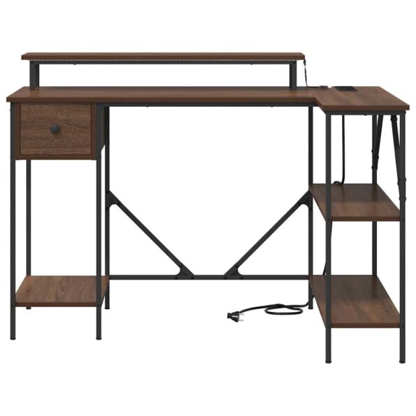 vidaXL Stôl so zásuvkou Hnedý dub 120 x 79 x 86,5 cm Kompozitné drevo – Obrázok 8