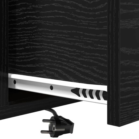 vidaXL Nočný stolík s nabíjacou stanicou Čierny dub Kompozitné drevo – Obrázok 10