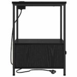 vidaXL Nočný stolík s nabíjacou stanicou Čierny dub Kompozitné drevo – Obrázok 7