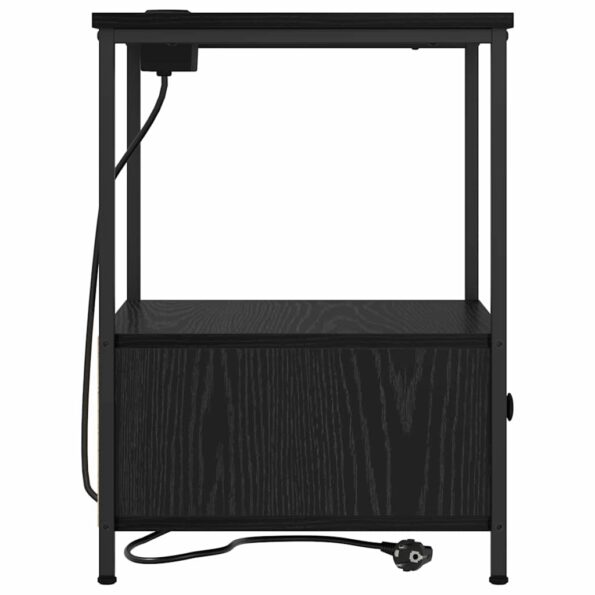 vidaXL Nočný stolík s nabíjacou stanicou Čierny dub Kompozitné drevo – Obrázok 7