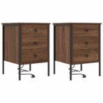 vidaXL Nočné skrinky 2 pcs Hnedý dub 42 x 41 x 61 cm Kompozitné drevo – Obrázok 2