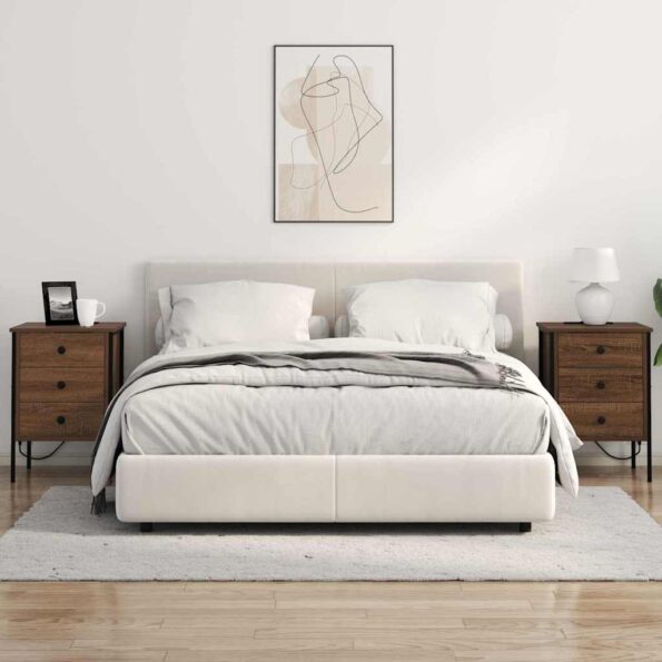vidaXL Nočné skrinky 2 pcs Hnedý dub 42 x 41 x 61 cm Kompozitné drevo – Obrázok 4