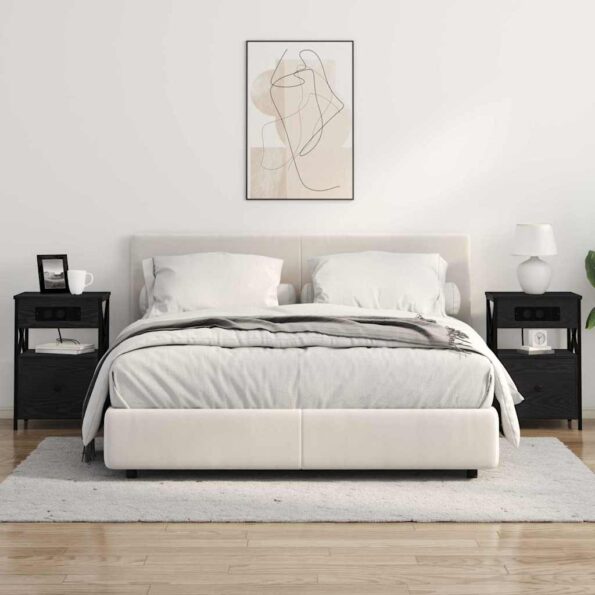 vidaXL Nočné skrinky 2 pcs Čierny dub 40 x 31 x 60 cm Kompozitné drevo – Obrázok 4