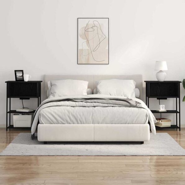 vidaXL Nočný stolík Čierny dub 55 x 31 x 76 cm Kompozitné drevo – Obrázok 4