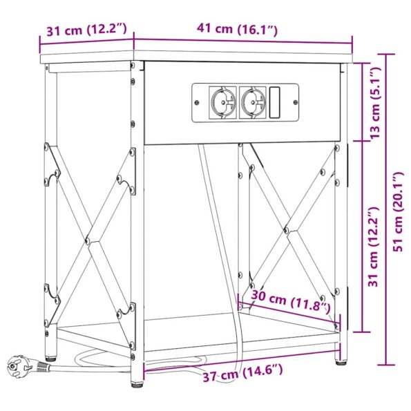 vidaXL Nočný stolík Dymová dub 41 x 31 x 51 cm Kompozitné drevo – Obrázok 13