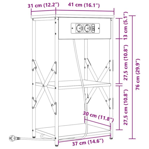 vidaXL Nočný stolík Dymová dub 41 x 31 x 76 cm Kompozitné drevo – Obrázok 13