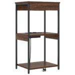 vidaXL Nočný stolík s nabíjacou stanicou Hnedý dub Kompozitné drevo – Obrázok 2