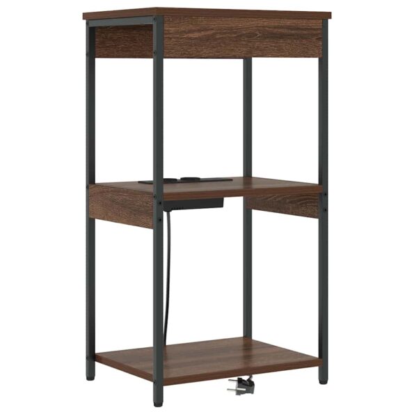 vidaXL Nočný stolík s nabíjacou stanicou Hnedý dub Kompozitné drevo – Obrázok 2