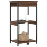 vidaXL Nočný stolík s nabíjacou stanicou Hnedý dub Kompozitné drevo – Obrázok 3