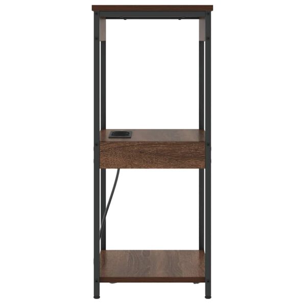 vidaXL Nočný stolík s nabíjacou stanicou Hnedý dub Kompozitné drevo – Obrázok 6